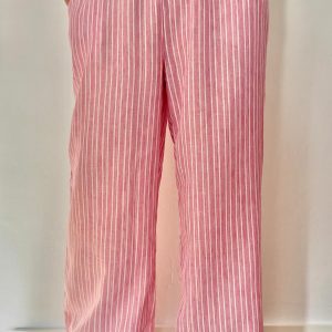 PANTALON TIPO LINO ANCHO – RAYADO CON CINTURA ELASTICA ROSA