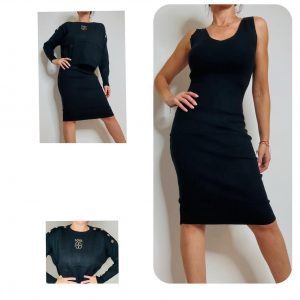 CONJUNTO VESTIDO PUNTO DOS PIEZAS NEGRO