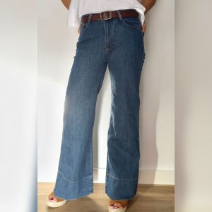 PANTALON TEJANO PATA ANCHA – DENIM CON TOQUE ELASTICO AZUL
