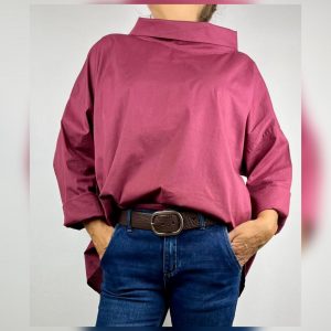 CAMISA CUELLO BARCA VUELTO BURDEOS