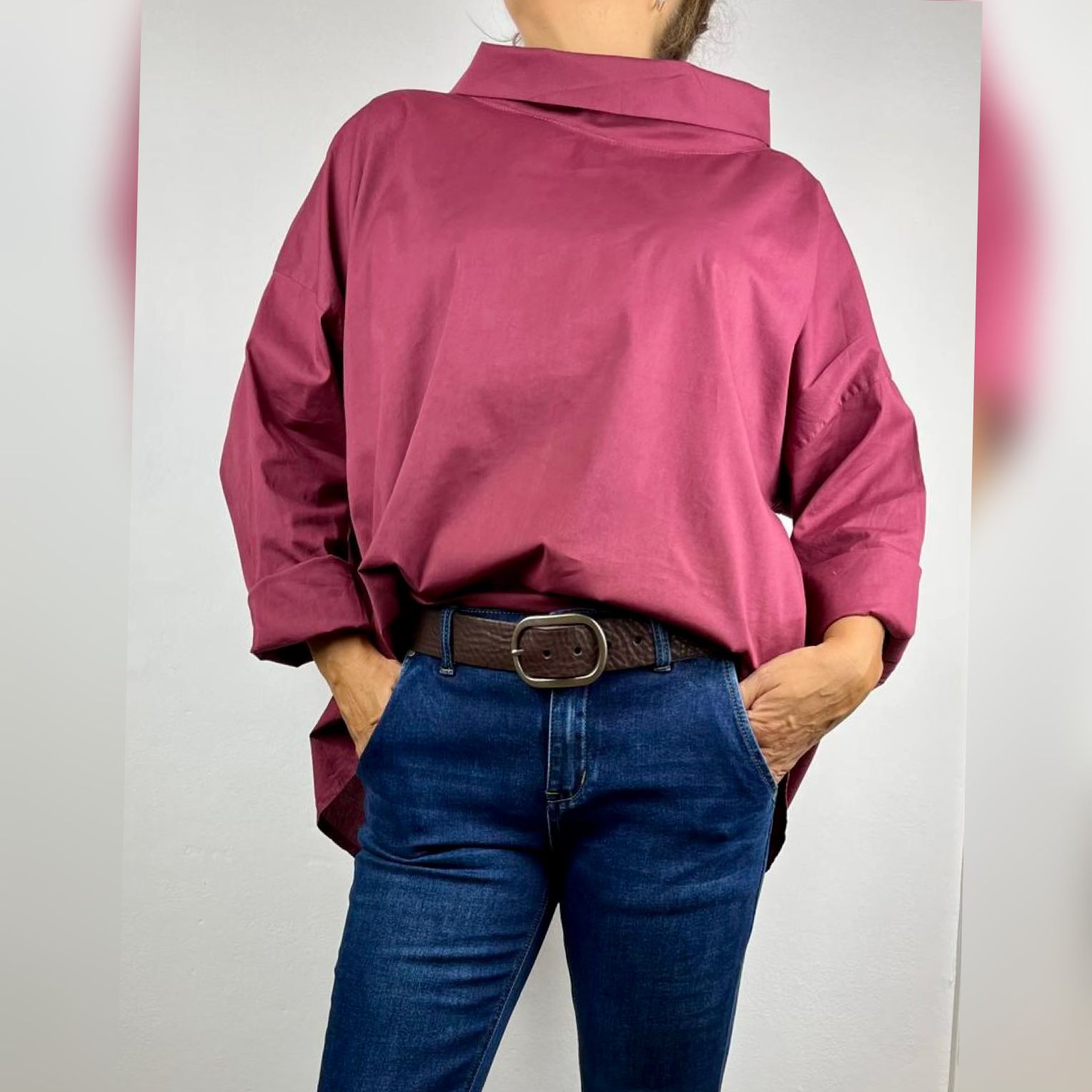 CAMISA CUELLO BARCA VUELTO BURDEOS - Imagen 2