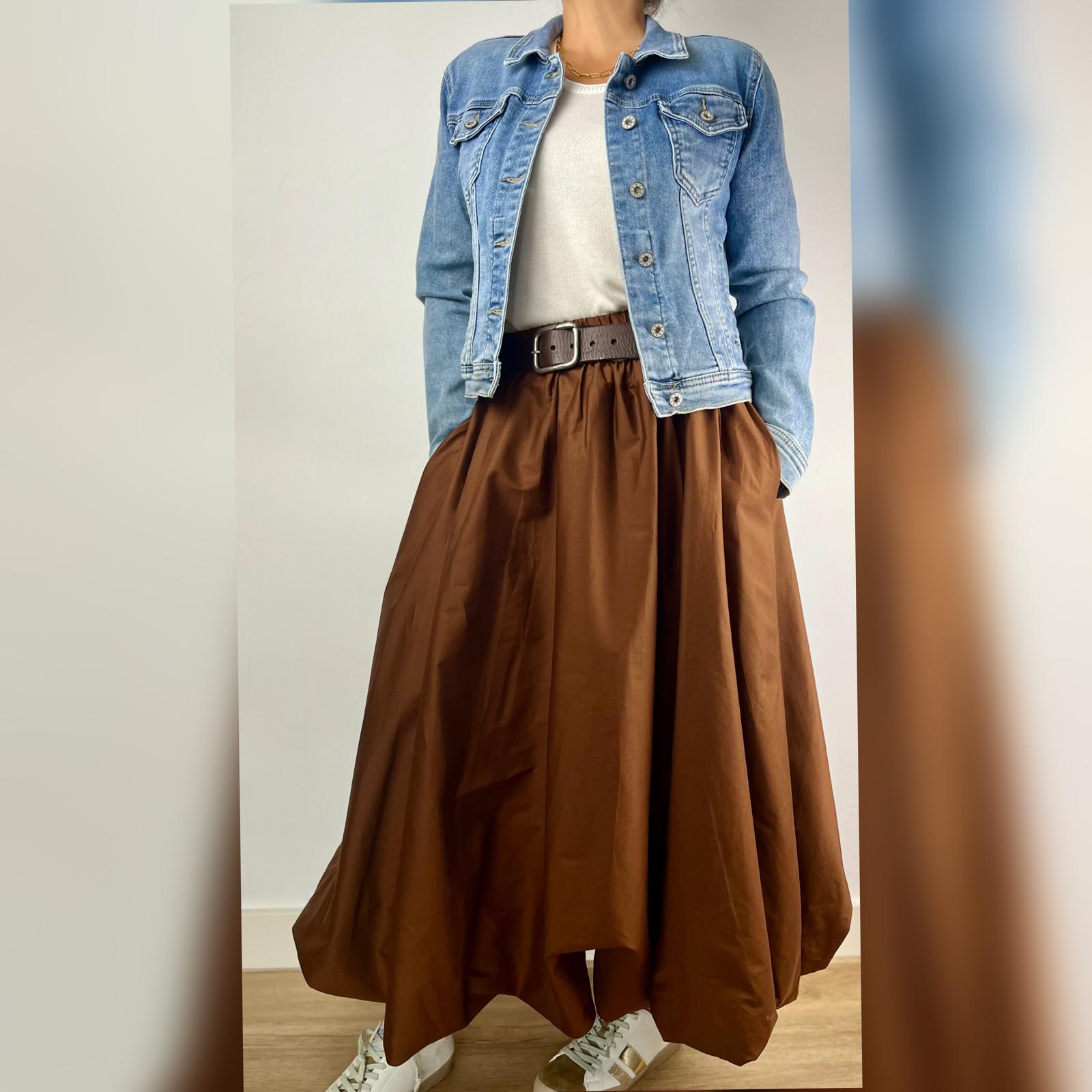 FALDA ABOMBADA LARGA CHOCOLATE - Imagen 2