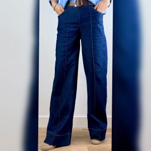 PANTALON TEJANO CON RAYA FRONTAL
