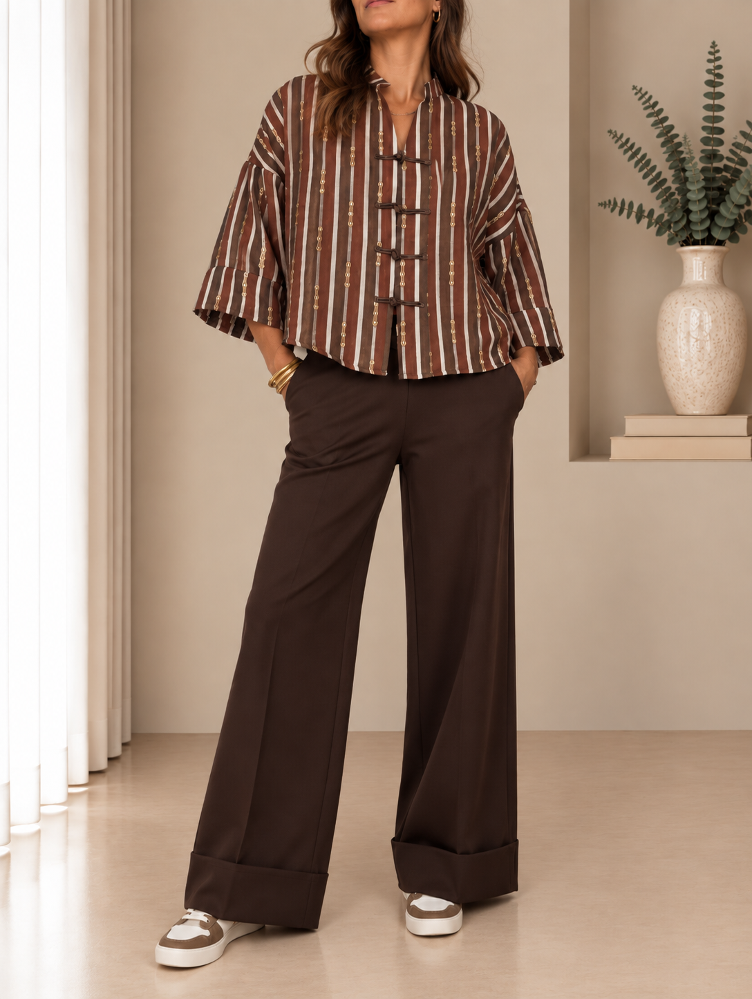Blusa Jacquard Joya Marron - Imagen 2