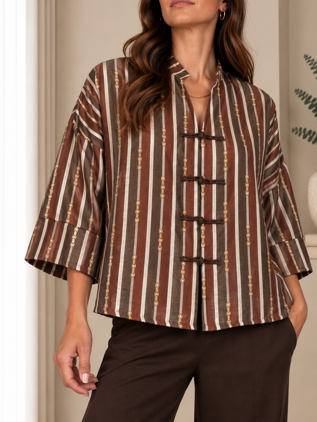 Blusa Jacquard Joya Marron