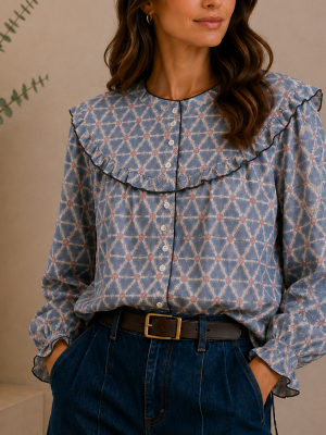 Camisa Estampada Siena Celeste